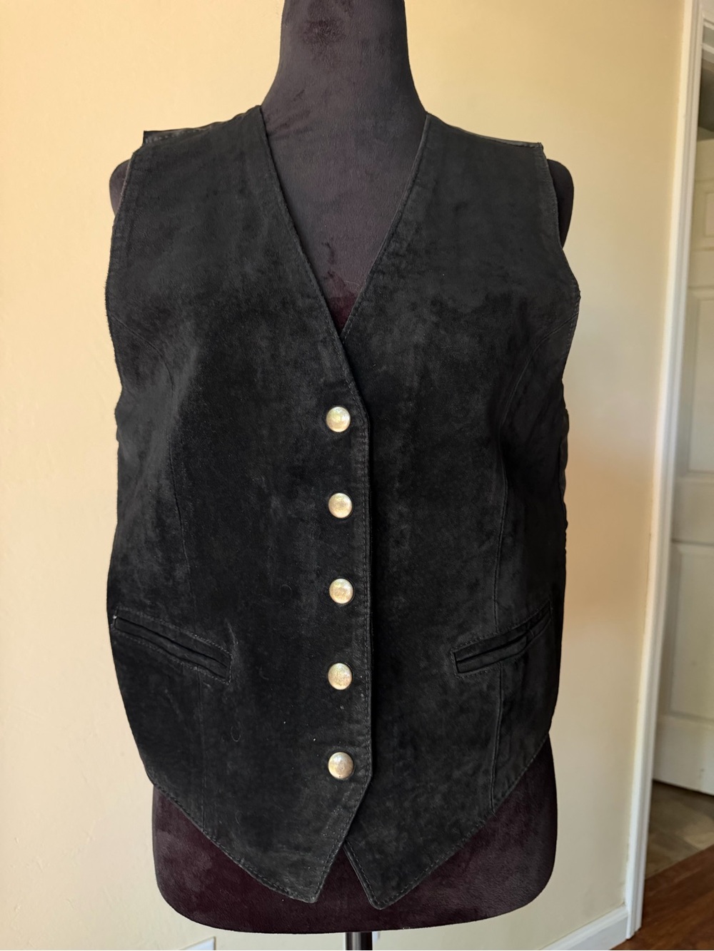 Black Leather vest Suede leather Gitano size medium